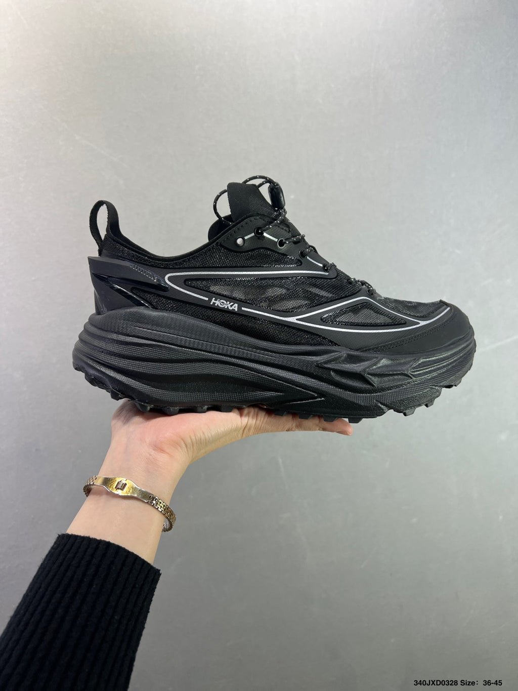 HOKA ONE ONE Stinson 7 Low-Top Professional Trail Running Shoes-Black-11415313633