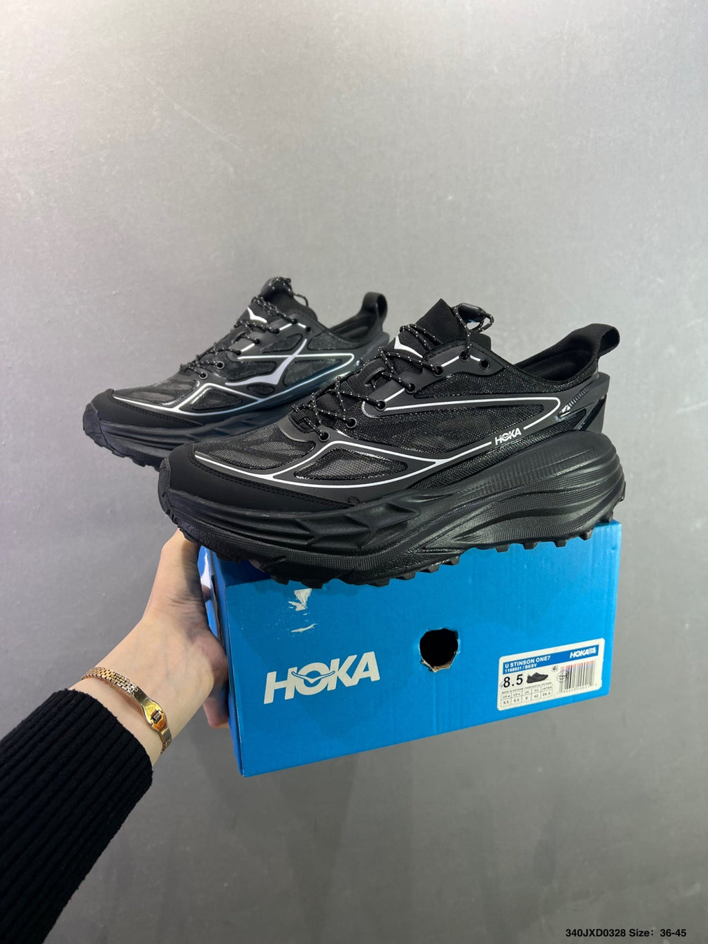 HOKA ONE ONE Stinson 7 Low-Top Professional Trail Running Shoes-Black-11415313633